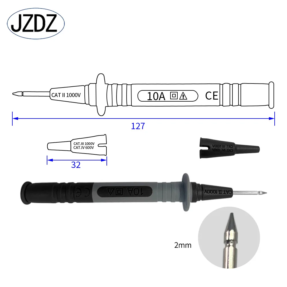 JZDZ 2 шт. мультиметр тестовая ручка игольчатый зонд Универсальный многоцелевой