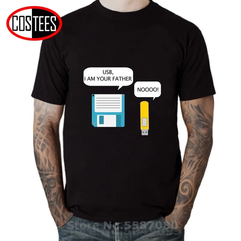 Футболка мужская с магнитной лентой тенниска USB-разъемом в стиле ретро надписью I