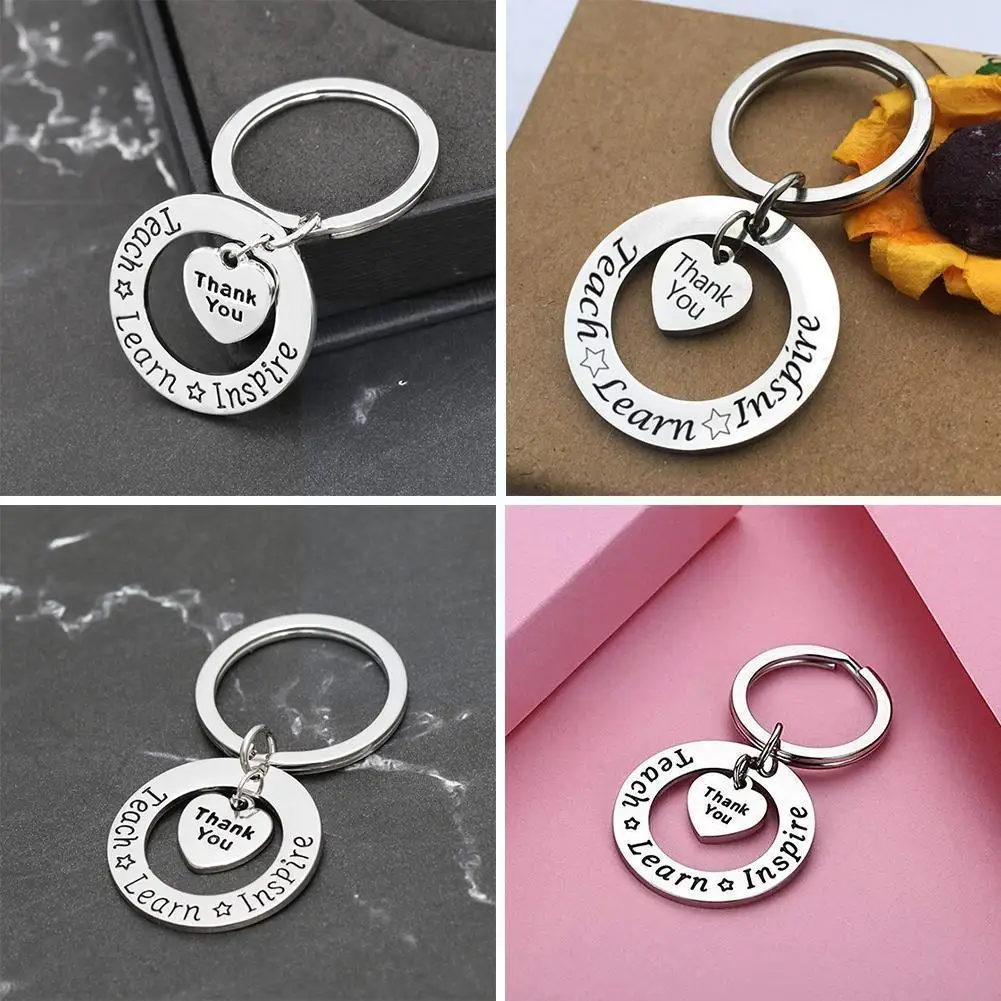 

1pc Fashion Letter Thank You Teacher Key Chain Pendant Inspire Jewelry Kids Keyring Ring For Students Accessories Key B7S1