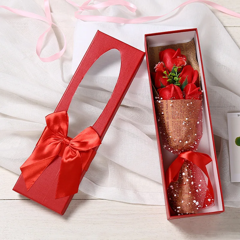 Искусственная Цветочная подделка Розы Подарочная коробка мыло цветок