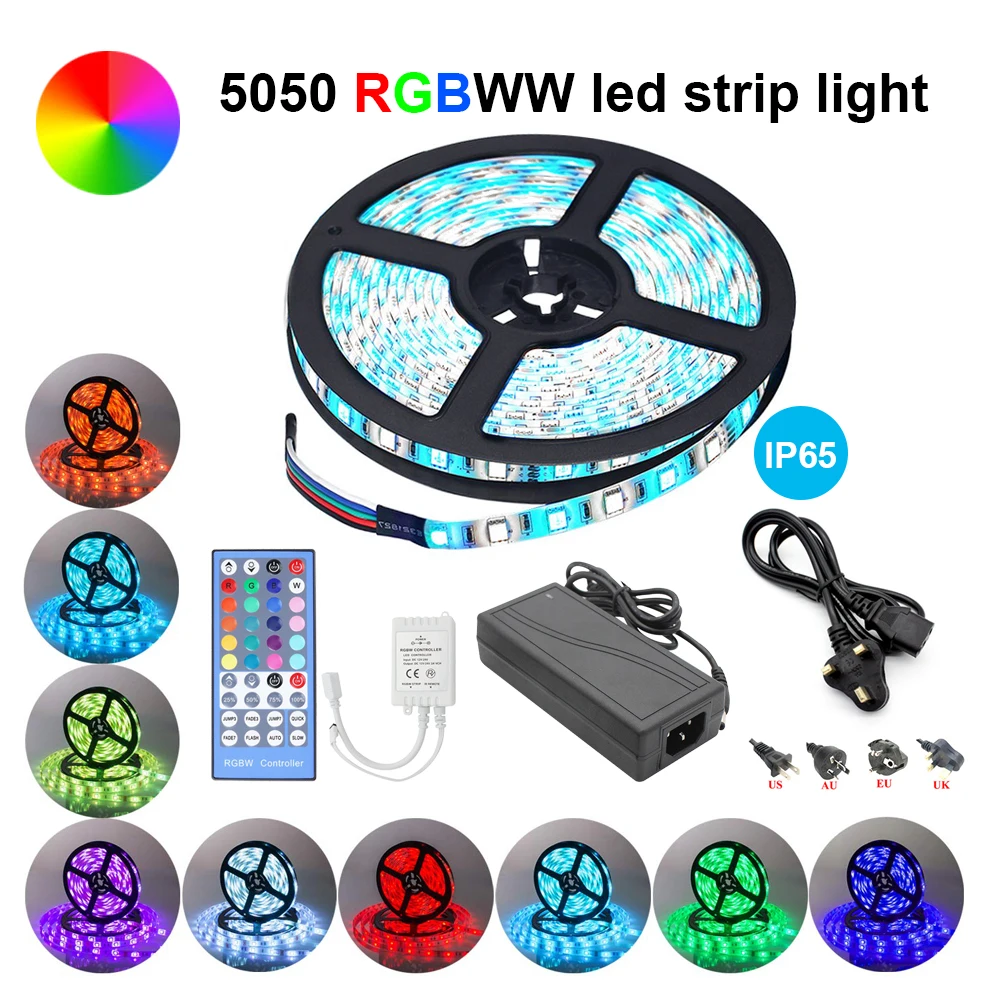 

5M 300LED SMD 5050 LED Strip Light Waterproof RGBW RGB+White Flexible Strip For Garden Shop Window Holidays Decoration DC12V