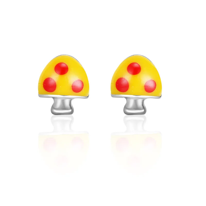 

Mini Enamel Mushroom Small Stud Earrings for Women Silver Color Needle Blue Yellow Black Tiny Ear Studs Girls Cute Jewelry Gifts