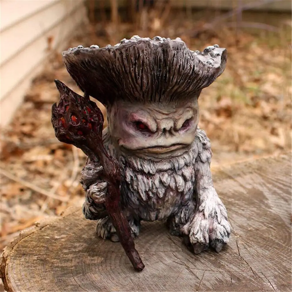 

Fairy Mushroom Monster Elf Shaman Wizard Troll Statue Resin Crafts Figurine Outdoor Garden Statue Decoration Dollhouse Decor