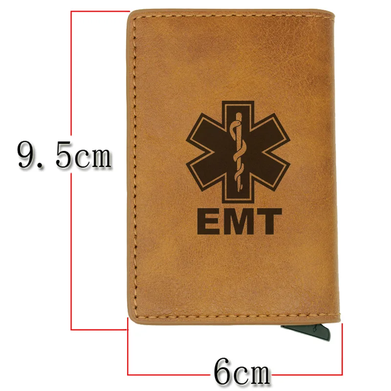 Классический черный EMT аварийный медицинский техник Rfid держатель для карт мужские кошельки винтажные короткие кожаные тонкие маленькие кошельки