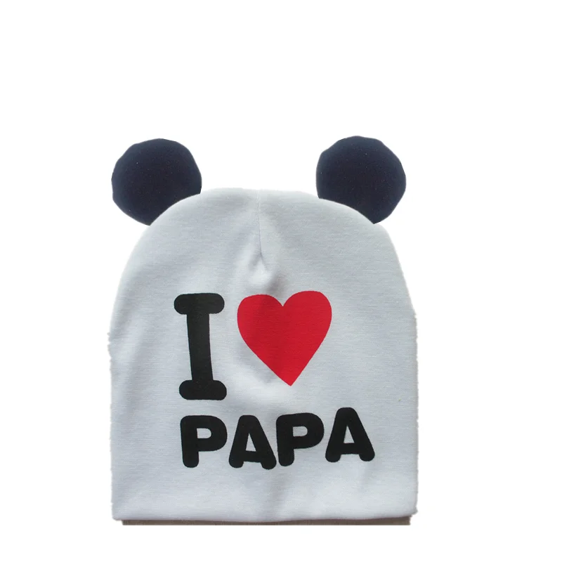 brand baby earflap cap girl hat sweet heart I love mama papa cotton beanie for girls boys with ear bonnet 6 months-3 years | Детская