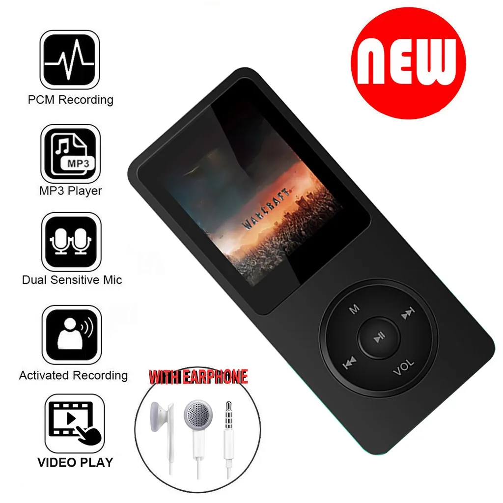 Hi-Fi мини воспроизведение MP3 MP4 без потерь Звук Музыкальный плеер fm-рекордер TF карта 80 часов