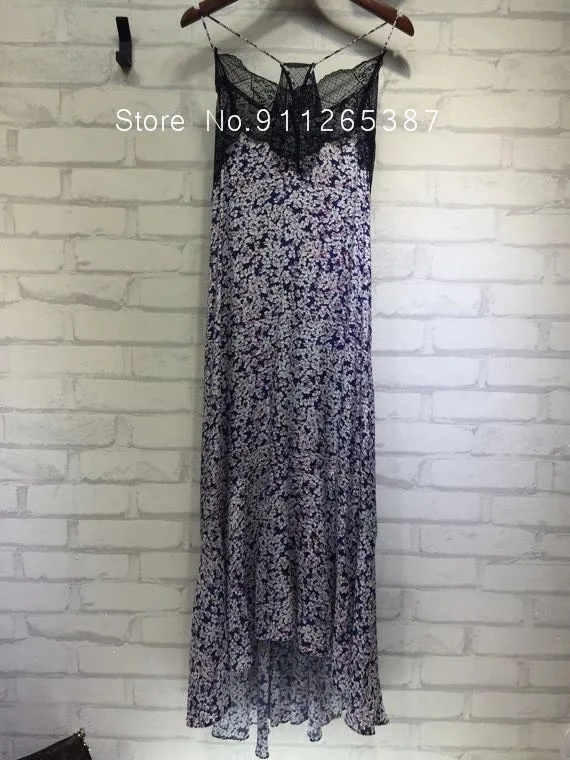 Женское длинное кружевное платье на бретельках с цветочным принтом | Женская