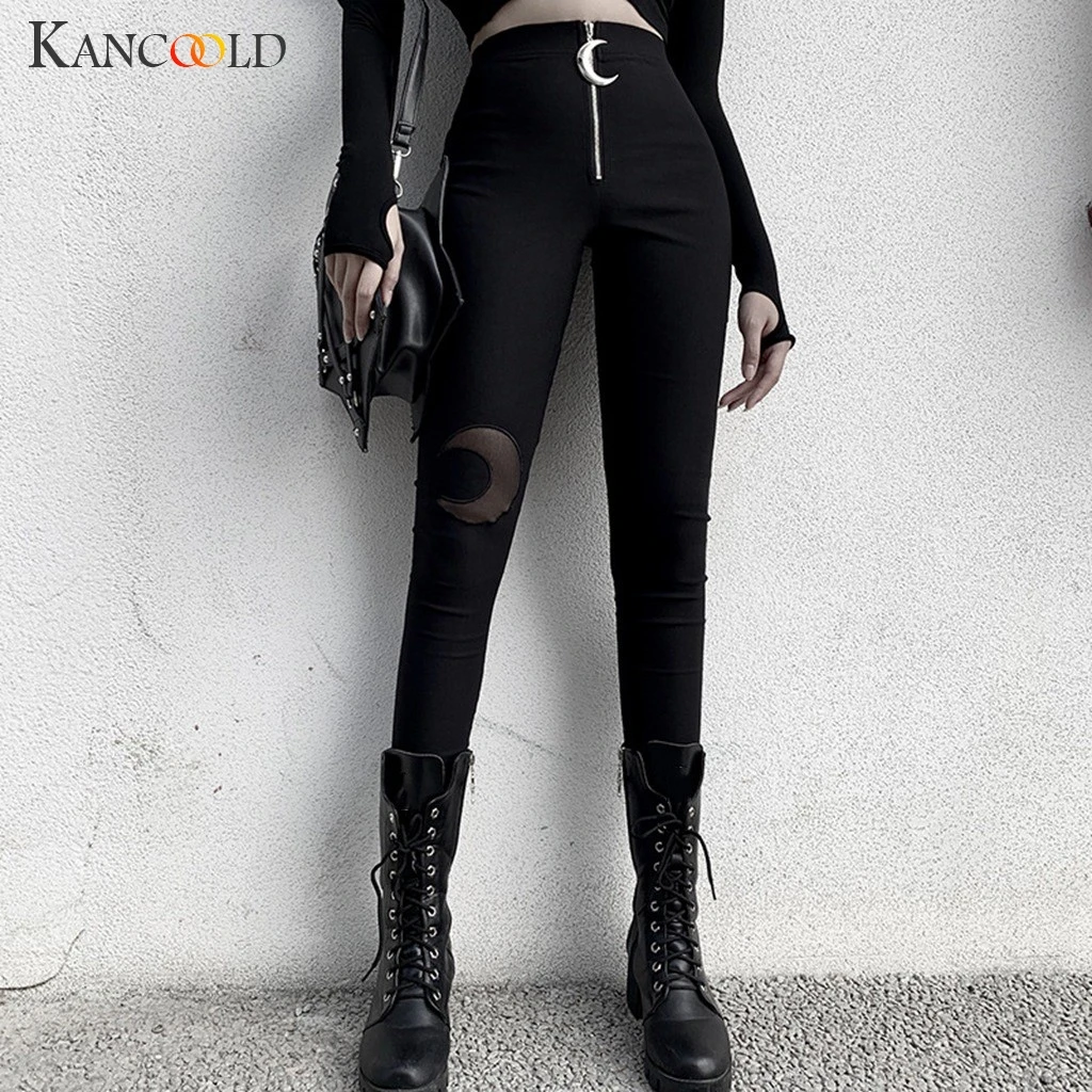 Женские узкие брюки с высокой талией KANCOOLD однотонные облегающие молнией в виде