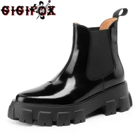gigifox brand fashion cool classic womens ankle boots chunky boots chelsea booties shoes genuine leather