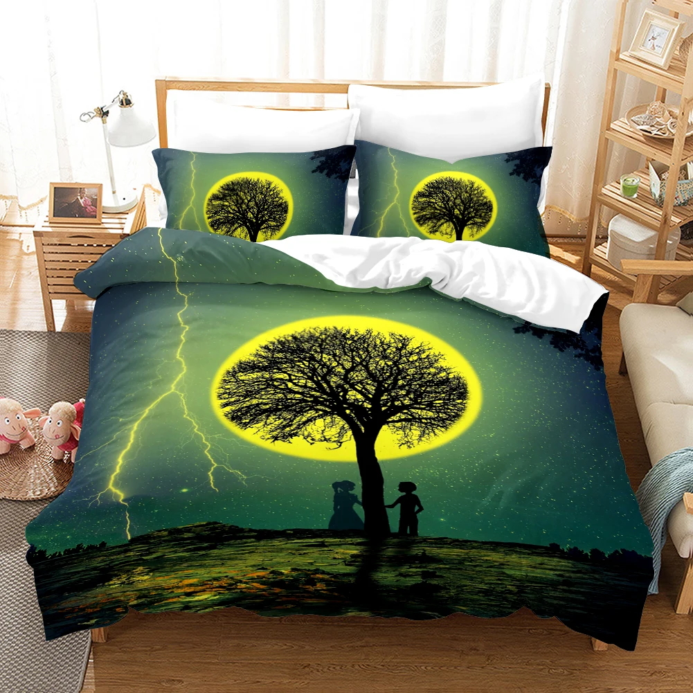 Комплект постельного белья с голубой планетой пододеяльник космическим небом и