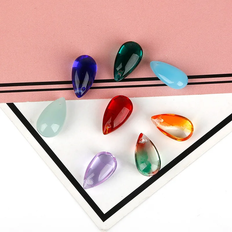 

Fashion 10pcs/bag Waterdrop Pendants Czech Glass Crystal Beads For Earrings Necklace Jewelry Making Accessories DIY