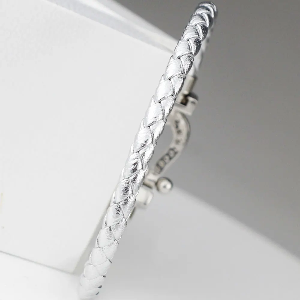 

KT Jewelry Luxury Bracelets High Quality 1:1 LOGO Shining Horseshoe Leather Bracelets fred Jewelry For Couples
