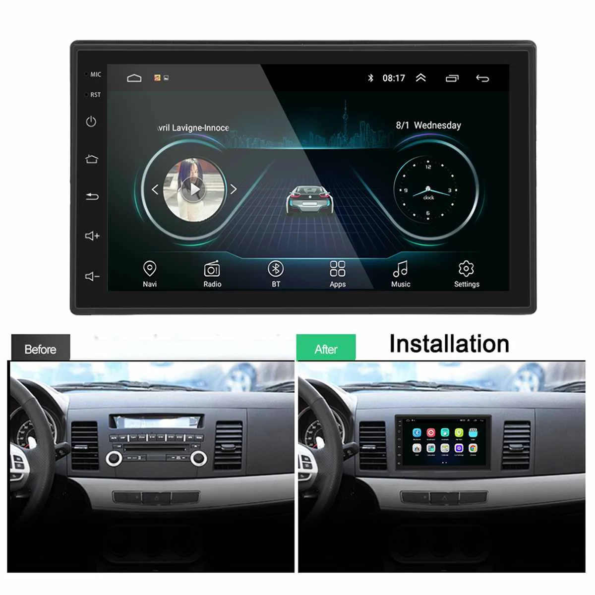 

7 Inch Android 8.1 Car Radio 2G+16G Multimedia MP5 Player 2 Din GPS WIFI bluetooth FM Support Rear Camera Quad-core Stereo Radio