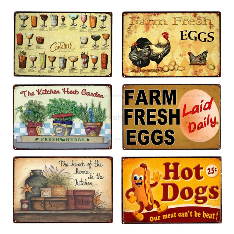 Еда яйца жестяная вывеска винтажная табличка рисунок для бара кафе дома
