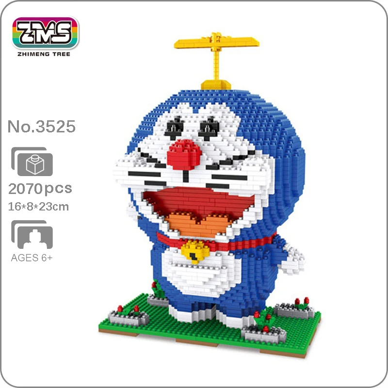 

ZMS 3525 Animal Pet Cat Robot Flower Anime Doraemon 3D Model Building Blocks Set Mini Diamond Bricks Toy for Boys Children Gifts