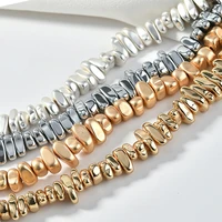 natural matte kc gold plated hematite stone irregular gravel loose spacer beads for jewelry making diy beaded bracelet 15