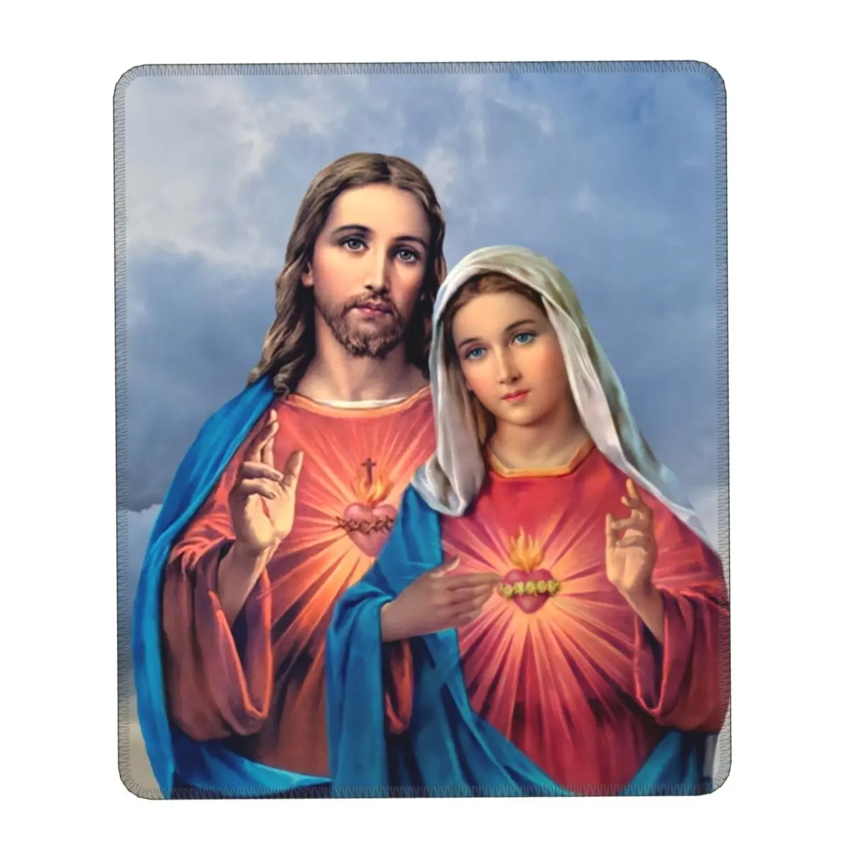 

Sacred And Immaculate Hearts Mouse Pad Square Non-Slip Rubber Mousepad Gaming Laptop Desktop Catholic Jesus and Mary Mouse Mat