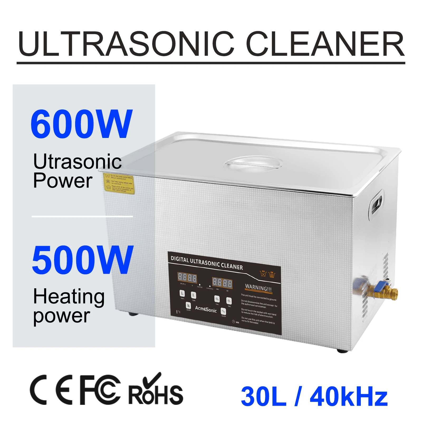 

Ультразвуковой очиститель 30 л, раствор с подогревом, ультразвуковой очиститель для ювелирных изделий, очистка часов, с дренажом