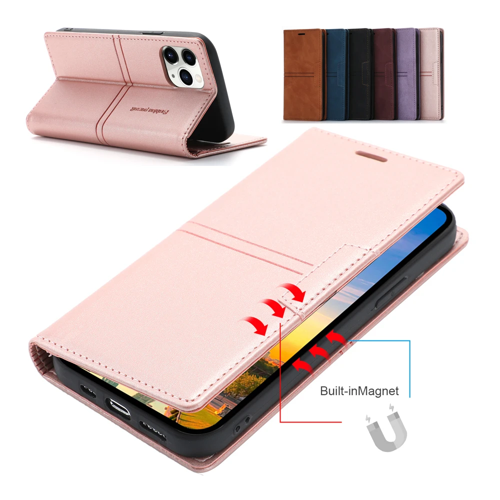 

Leather Wallet Case For Samsung Galaxy J5 2017 J530 J7 Pro J730 Note 8 9 10 20 Ultra J6 J4 Plus Flip Cover Card Slots Magnetic