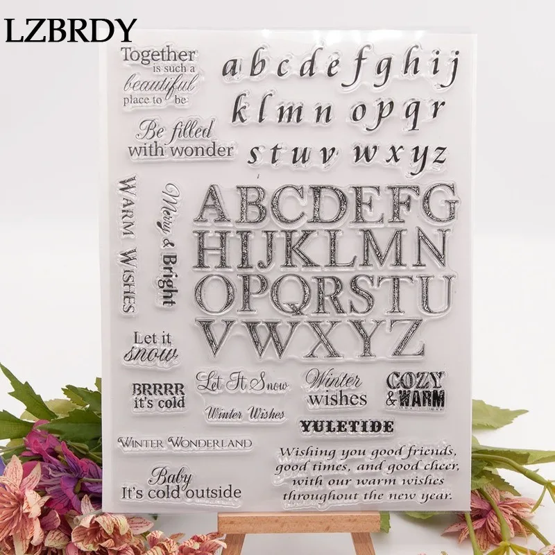 1 упаковка 26 алфавитов буквы теплые пожелания прозрачные штампы для скрапбукинга