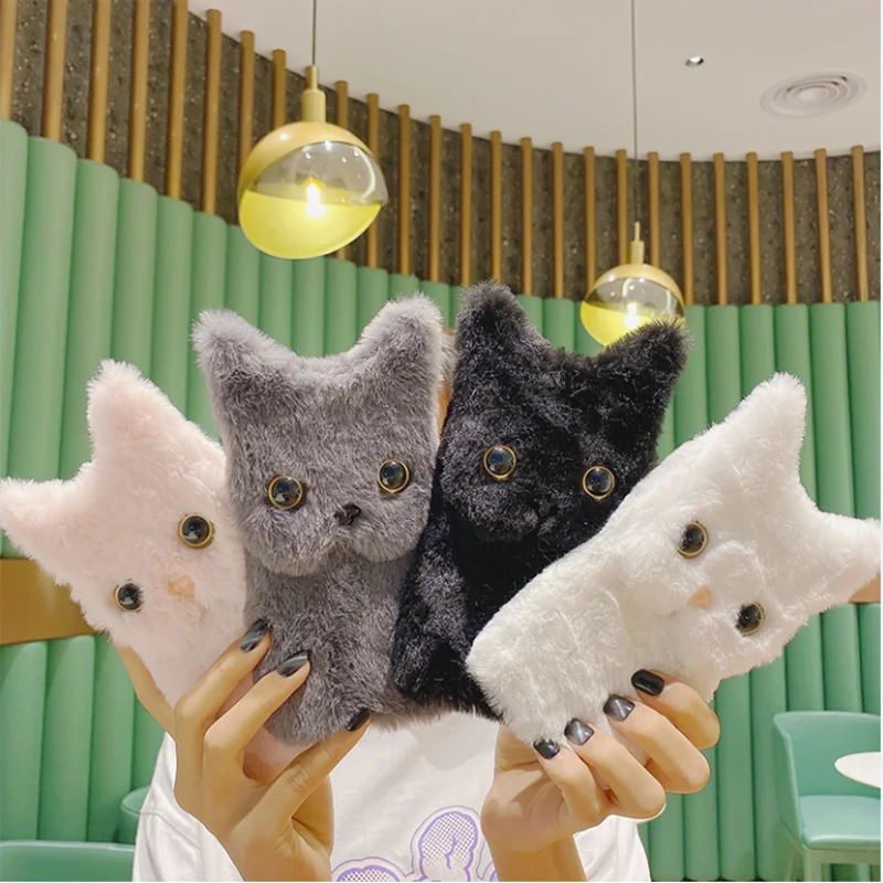 

Winter Warm Plush Cute Cat Phone Case For IPhone 6 6s SE 2016 7 8 Plus Holder Silicone Cover SE2016 6PLus 6sPlus 7Plus 8PLus