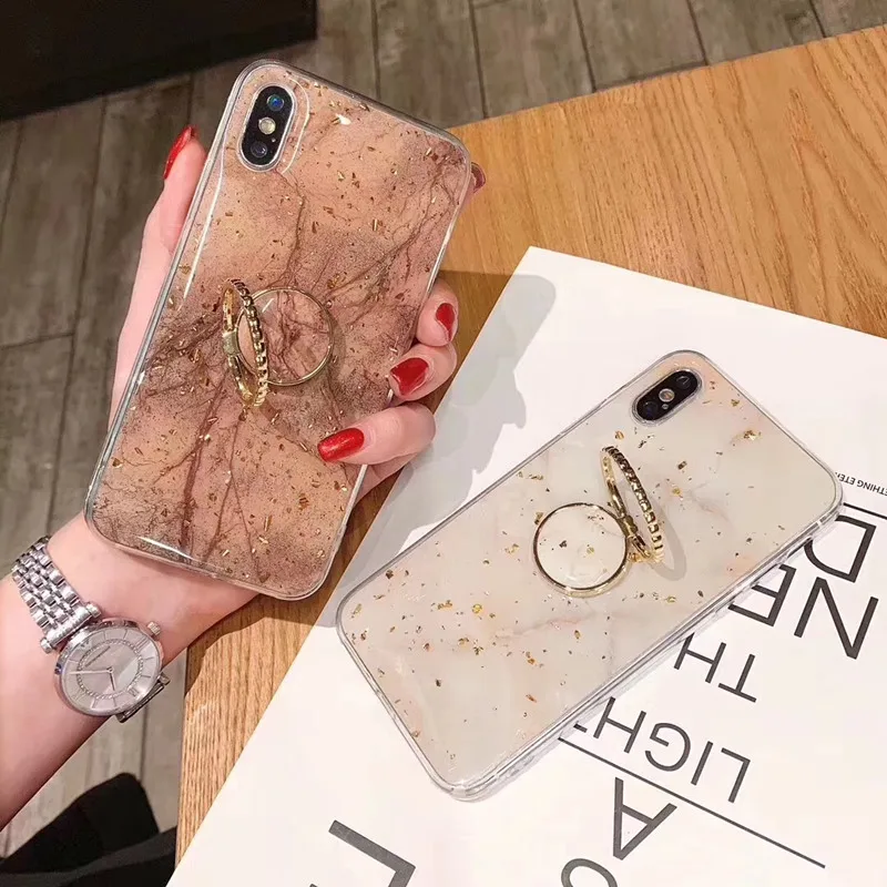 Блестящий Мраморный телефонный чехол LOVERONY с кольцом на палец для iPhone XS MAX XR X 7 8 6 Plus