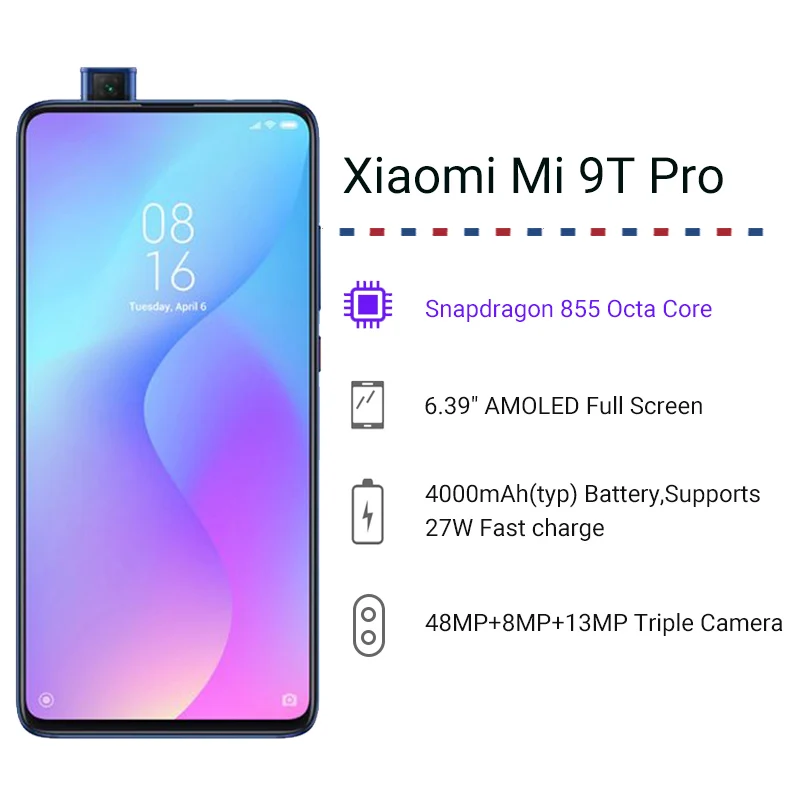 Глобальная версия Xiaomi mi 9T Pro(Red mi K20 Pro) 6GB 128GB Snapdragon 855 NFC Смартфон 48MP Тройная задняя камера 4000mah