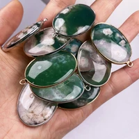 1pc natural stone pendant section egg shape agates pendant charms for women diy jewelry necklace accessories making 25x40mm