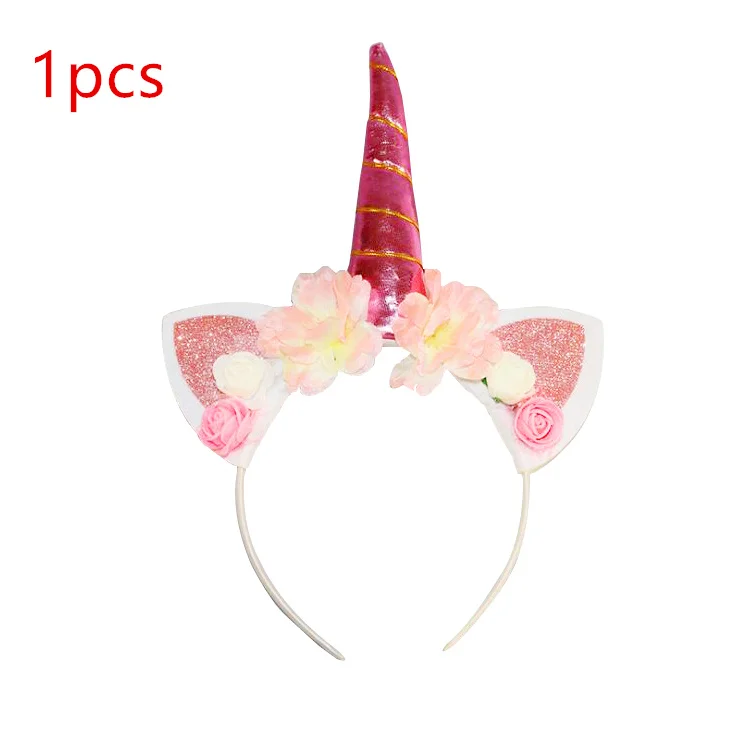 Headband 1pcs 1 шт. Розовый Единорог мультфильм бумажная Складная пиньята вечерние игрушки игры бинго Девочка Дети День рождения/фестиваль украшения сувениры 49*27 см - Цвет: Headband 1pcs