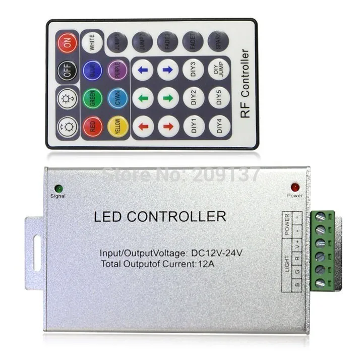 

Free Shipping! DC12V~24V 12A RGB LED Controller For 28 Keys Remote For SMD5050/3528 RGB Led Strip Light Aluminium Ce,rohs 144