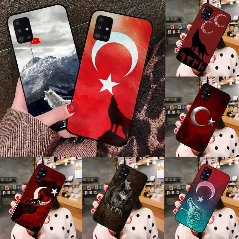 

turkey turkish flag wolf Phone Case black For Samsung galaxy S 21 20 10 8 A 51 71 50 21s 70 40 20 20e note 10 plus Ultra 5g fe