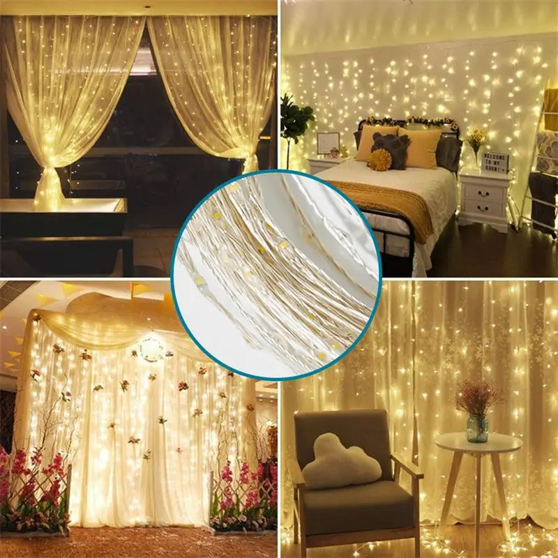 

3mLED Curtain Garland String Light Set USB Window Waterproof Fairy Lights for Wedding Party Home Garden Bedroom Wall Decorations