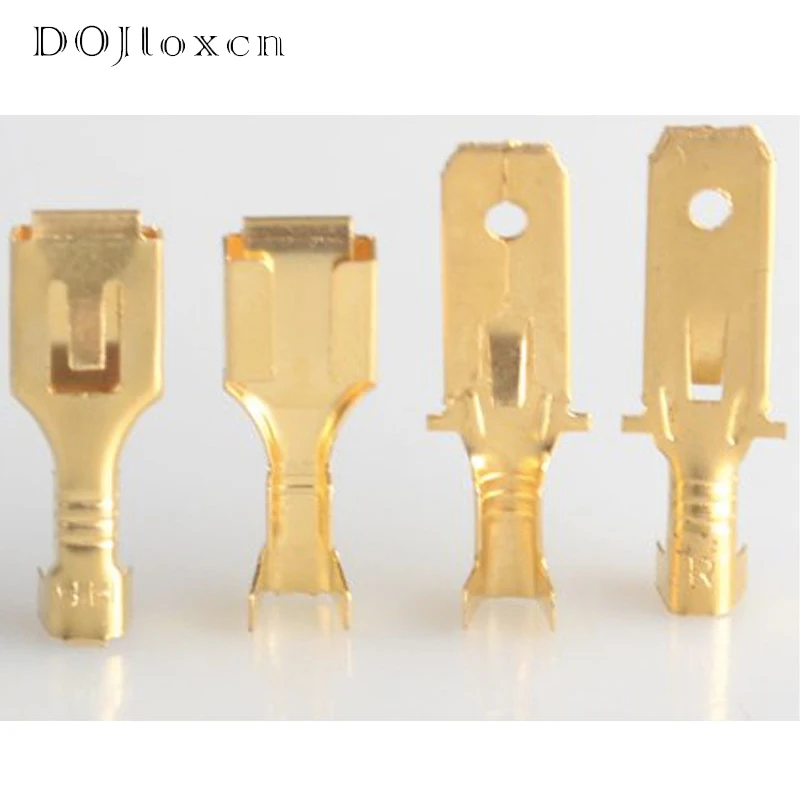 

50/100/200/500 Pcs 6.3mm Crimp Golden Terminal Male Female Spade Connector Crimping Terminals