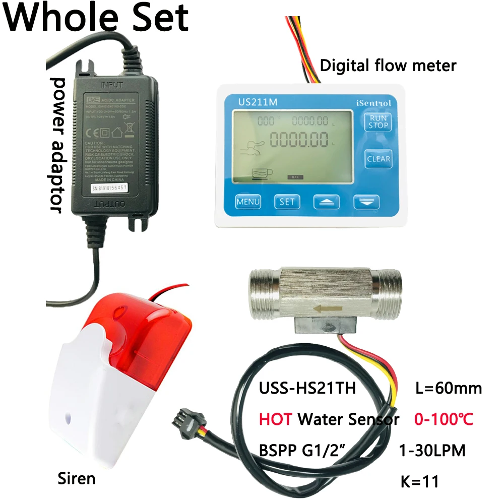 

Система сигнализации для подвешивания воды USS-HS21TH дюйма, ° c, US211MA, с датчиком расхода турбины и сиреной
