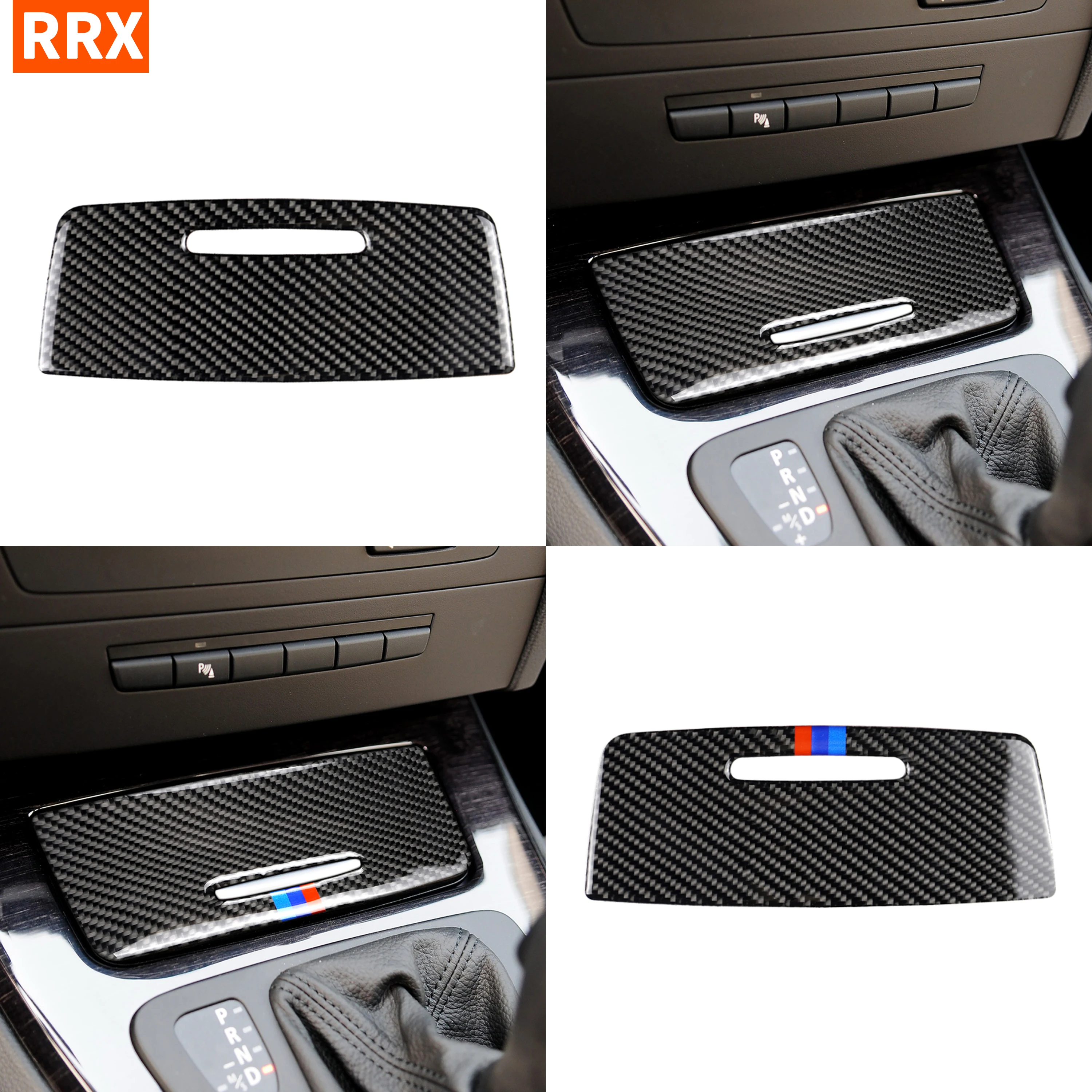 

For BMW 3 series E90 E92 E93 2005-2012 Carbon Fiber Gear Shift Storage Box Panel Trim Cover Ashtray Sticker Car Accessories