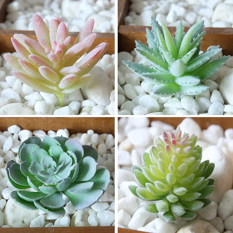

1pcs flocking succulents simulation succulent plastic flower decorative plants potted home decoration small ornaments S6A6107