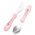 Детская одежда, детская одежда с рисунком из мультфильма с милым рисунком; Вилка ложка набор посуды из нержавеющей стали вилка + ложка три цвета на выбор