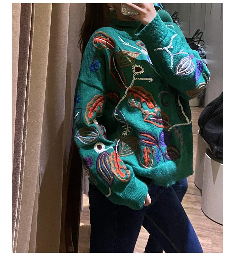 

Heavy Embroidery Sweater Temperament Korean Women's Knitted Pullover Wholesale