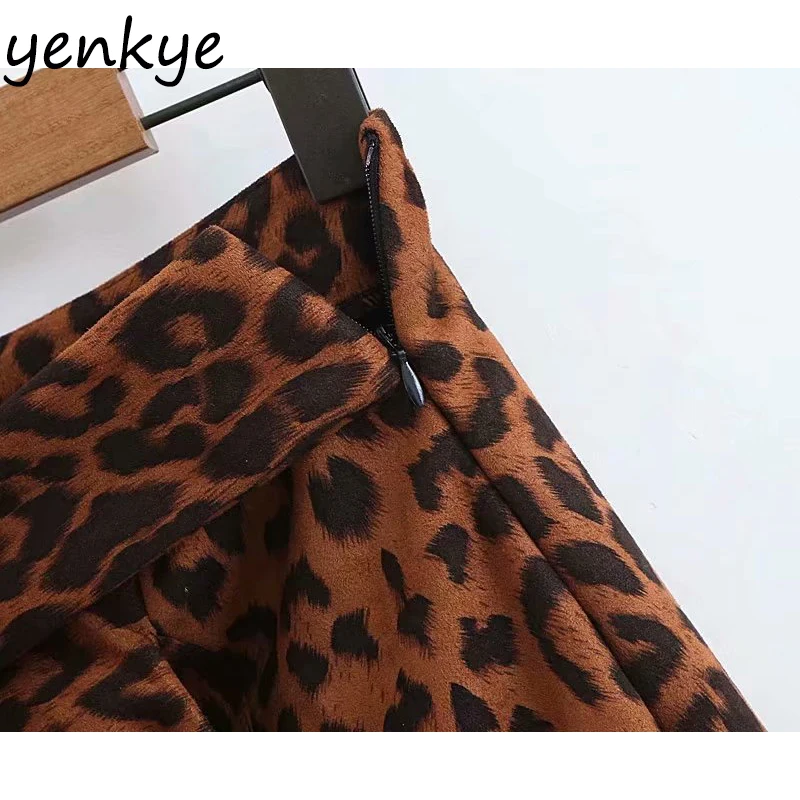 Женские сексуальные юбки леопарда с разрезом элегантная юбка-карандаш миди