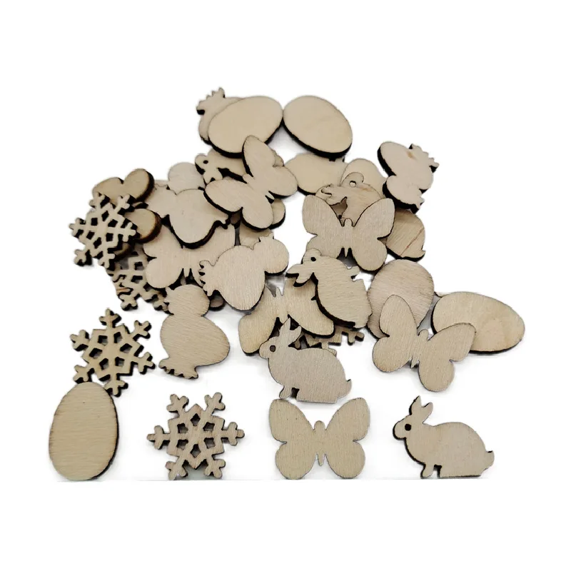 

50 шт. Рождество деревянные подвески, украшения DIY Изделия из дерева с вырезками картины DIY рождественская Снежинка