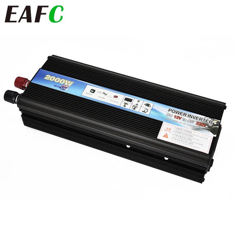 Автомобильный инвертор 12 В 220 в 2000 Вт Инвертор постоянного тока переменный ток