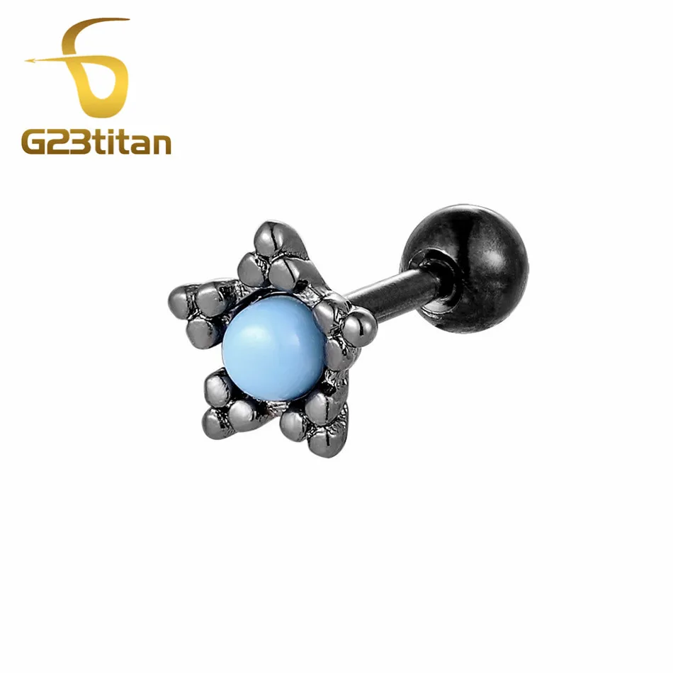 G23titan, аксессуары для тела, ушной хрящ, колючая спираль, пирсинг, шпильки, натуральный камень, 16 г, серьги, кольца - Окраска металла: Ear Tragus