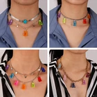 Женская двухслойная цепочка мармеладный Медведь, ожерелья со звездами, от сглаза, подвески в виде сердца