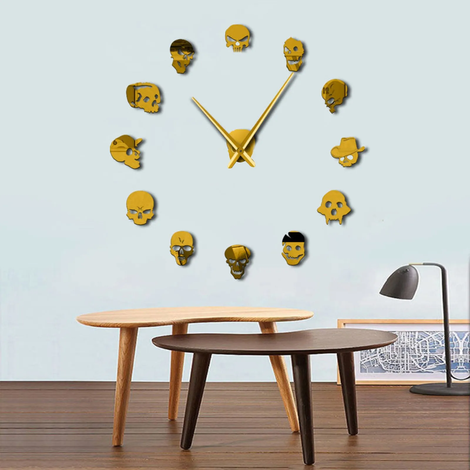 Настенные гигантские часы с черепами большие бескаркасные настенные украшения