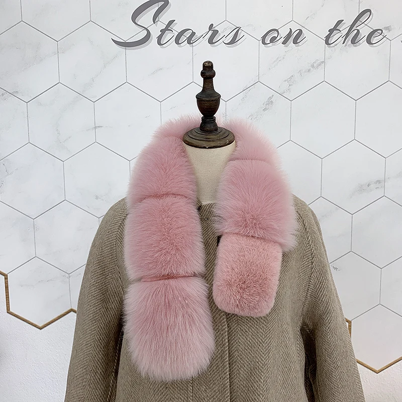 

Новинка, лоскутные шарфы из лисьего меха и кроличьего меха в японском стиле, плотный Теплый розовый, черный, белый зимний женский меховой глушитель, для косплея, для вечеринки, «сделай сам»