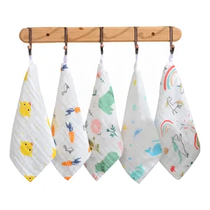 6 слоев марли младенца слюнявчик полотенце 100% хлопок мультфильм лицо полотенце новорожденных отрыжка ткани вещи для рук детей полотенце KF238