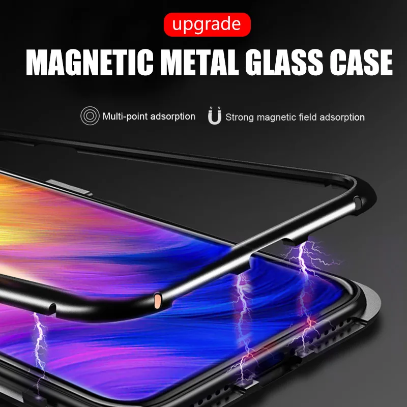Металлический магнитный чехол для Xiao mi Red mi Note 7 6 5 K20 Pro противоударный чехол для Xiaomi mi 9T 9 SE CC9 CC9e A3 Lite стеклянная задняя крышка