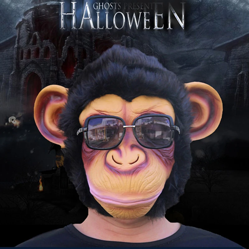 3D маска для лица Orangutan Chimpanzee Экологичная латексная Хэллоуина вечерние
