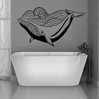 Whale Wall Decals Sea Waves Ocean Animals Art Mural Window Vinyl Stickers Kids Bedroom Bathroom Waterproof Home Decoration Q393