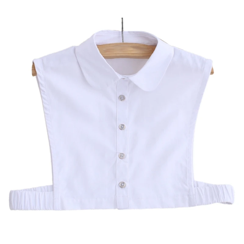 

Women Office Lady Detachable Lapel Half Shirt Blouse Minimalist Black White Button Down False Collar Decorative Dickey